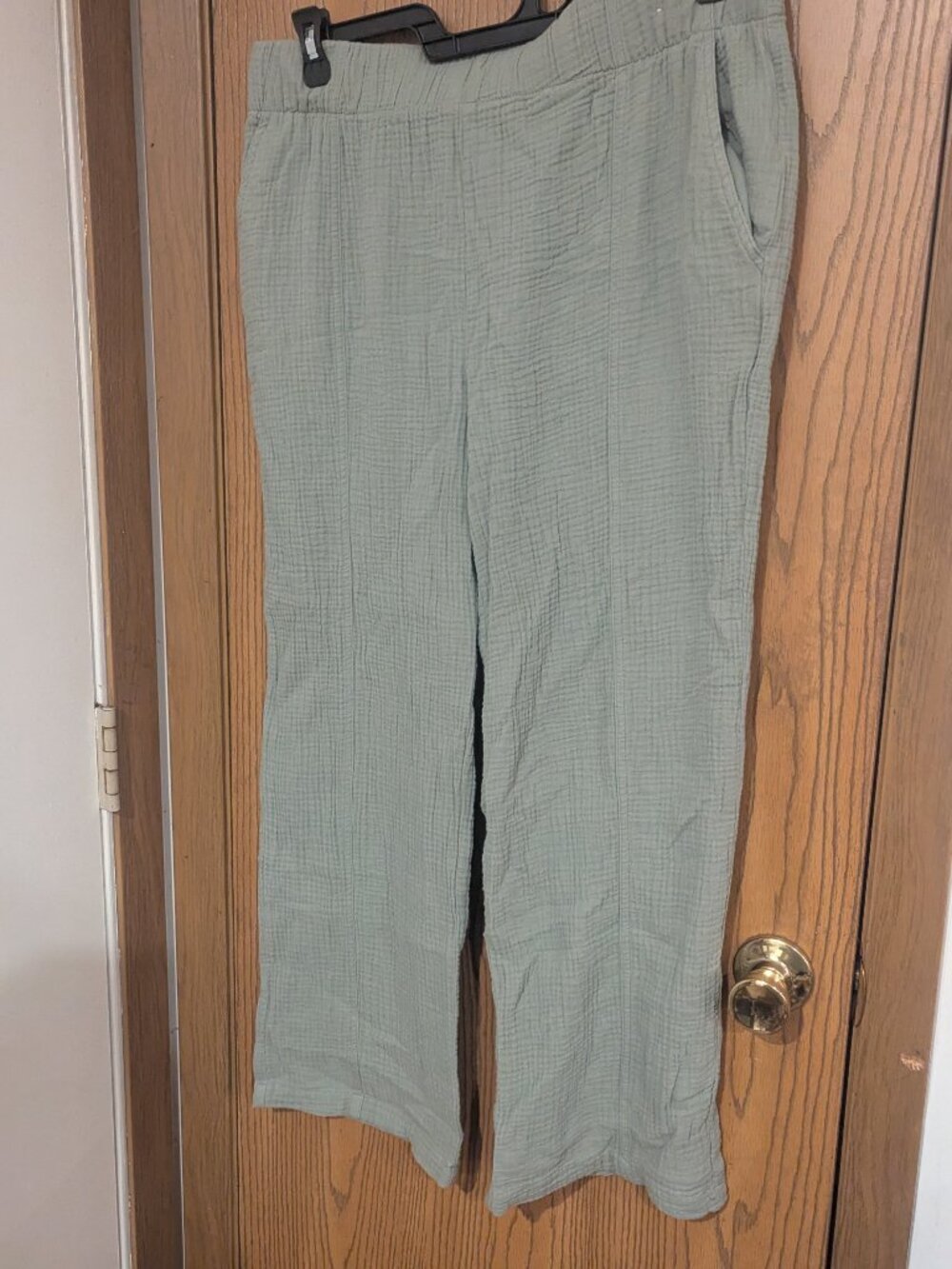 Coastal Comfort Lightweight Airy Loose Woven Seafoam Green Pants-Women's L - Picture 4 of 7